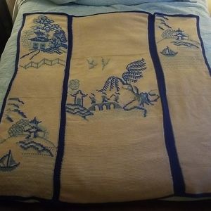 Vintage Nautical Asian Garden Throw Blanket 1952